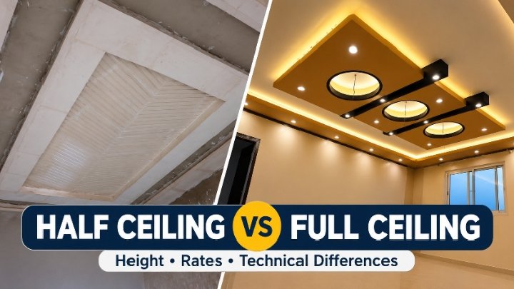 ​Half Ceiling vs Full Ceiling: Rates, Height Drop & Technical Guide
